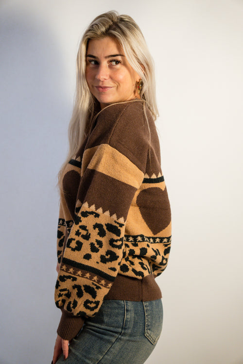 Gebreid Vest – Bruin Leopard